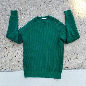 Suitsupply Green Alpaca Wool Sweater Size M Ribbed Knit Crewneck